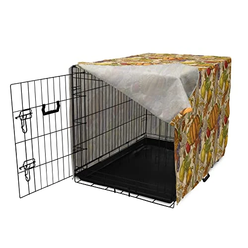 Lunarable Harvest Dog Crate Cover, Happy Thanksgiving Food Pumpkin Tomato Corn Pepper Maple Leaf Acorn Cooking Theme, Easy To Use Pet Kennel Cover For Small Dogs Puppies Kittens, 48 Inch, Multicolor 2 Lunarable Harvest Dog Crate Cover, Happy Thanksgiving Food Pumpkin Tomato Corn Pepper Maple Leaf Acorn Cooking Theme, Easy To Use Pet Kennel Cover For Small Dogs Puppies Kittens, 48 Inch, Multicolor - Image 2