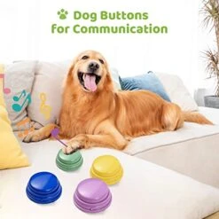 YALIYA 4pcs Colorful Large Voice Recording Buttons For Dog Training 30s Recording & Playback Dog Buttons For Communication Pet Training Buzzer Battery Powered Recordable Sound Buttons With Mat -Zoomie Shop 41JpCcszbXL