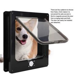 Pet Door, 4 Way Locking Large Weatherproof Door For Cat Dog Built In Magnets Detachable Privacy Door Flap Intelligent Control For Door Screen Wall(Black) -Zoomie Shop 41Jr73FCArL