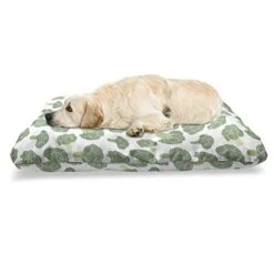 Ambesonne Vegetables Pet Bed, Continuous Foods Pattern With Sketchy Hatched Broccoli Print, Chew Resistant Pad For Dogs And Cats Cushion With Removable Cover, 24" X 39", Fern Green Pale Green