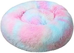 YangYan Round Washable Long Plush Dog Kennel New Super Soft Dog Mat Dog Basket Pet Bed Cat House Velvet Mats Sofa For Dog (Color : Sky Blue, Size : 40cm) -Zoomie Shop 41LiQcxGJbL. AC
