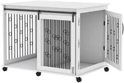 OUYESSIR Dog Crate Furniture End Table, Sliding Door Dog Cage With Partition For Two Puppies, Bottom Pulley, Decorative Pet Crate Dog House Indoor Use (43.7" W*30" D*33.7" H, Rustic Brown) -Zoomie Shop 41MSc1D6FEL. AC