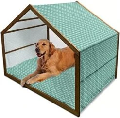 Lunarable Vegetables Wooden Dog House, Ornate Food Garlic Pepper Cauliflower Delicious Plants Image, Outdoor & Indoor Portable Dog Kennel With Pillow And Cover, X-Large, Lime Green Yellow -Zoomie Shop 41Mti2cAvXL. AC