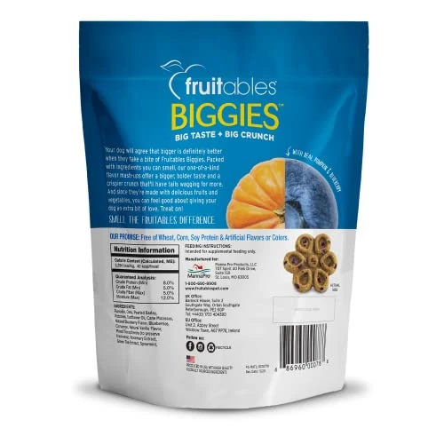 Fruitables Biggies Dog Biscuits – Crunchy Dog Biscuits Made With Pumpkin – Healthy Dog Treats Packed With – Free Of Wheat, Corn And Soy – Pumpkin & Blueberry – 16 Ounces 2 Fruitables Biggies Dog Biscuits – Crunchy Dog Biscuits Made With Pumpkin – Healthy Dog Treats Packed With – Free Of Wheat, Corn And Soy – Pumpkin & Blueberry – 16 Ounces - Image 2