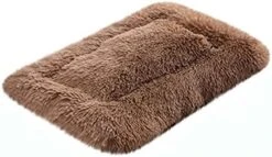 Muangan Ultra Soft Pet Bed Winter Warm Dog Bed Fluffy Plush Dog Cat Crate Beds Washable Kennel Cushions For Small Medium Large Dogs Cats Non Slip Pet Supplies Dog Harness (Brown, One Size) -Zoomie Shop 41NgM0eojsL. AC