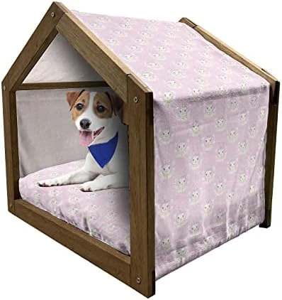 Ambesonne Food Wooden Dog House, Repetitive Pattern With Outline Fruits And Vegetables, Indoor & Outdoor Portable Dog Kennel With Pillow And Cover, X-Large, Pale Orange Pale Yellow 8 Ambesonne Food Wooden Dog House, Repetitive Pattern With Outline Fruits And Vegetables, Indoor & Outdoor Portable Dog Kennel With Pillow And Cover, X-Large, Pale Orange Pale Yellow - Image 8