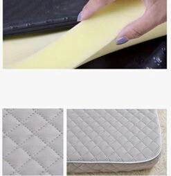 SHRADS Canvas Pet Dog Bed Mat Thin Washable Dog Crate Mattress Non Slip Memory Foam Orthopedic Dog Bed (X-Large,Blue)