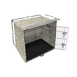 Ambesonne Nature Dog Crate Cover, Olive Tree Branches Season Mediterranean Raw Food Cuisine Culture Design, Easy To Use Pet Kennel Cover For Small Dogs Puppies Kittens, 22 Inch, Pale Khaki And White -Zoomie Shop 41PXAv1NvCL