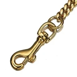 Aiyidi Strong Dog Chain Gold Leash Long 3FT 4FT 5FT 18K Gold Plated Stainless Steel 12mm Curb Cuban Link Dog Leash With Comfortable Genuine Leather Handle(Gold, 3FT) -Zoomie Shop 41PeeyTqIQL