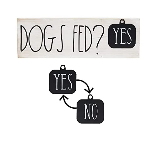Dogs Fed? Yes/No Rusic Dog Sign, Whitewashed Wood Plaque With Black Metal Tag, Cute Dog Decor Gift For Dog Lover, 15 X 4.75 Inches 1 Dogs Fed? Yes/No Rusic Dog Sign, Whitewashed Wood Plaque With Black Metal Tag, Cute Dog Decor Gift For Dog Lover, 15 X 4.75 Inches
