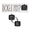 Dogs Sign Decor With Sayings- Dogs Fed? Yes/No,Black And White Wood With Metal Tag, Gifts For Dog Lover 15'' X 4.75''