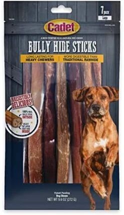 Cadet Bully Hide Sticks For Dogs - All-Natural Bully Stick & Beef Hide Dog Chews - Long Lasting Bully Sticks Alternative Made With 2 Ingredients - Dog Chews For Aggressive Chewers, Small (9 Pack) -Zoomie Shop 41QZaGZIJbL. AC