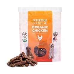 Superfood Science Organic Chicken Dog Treats With Sweet Potato, Turmeric, And Flaxseed -Healthy Dog Treats For Large Dogs, Small Sticks Dog Training Treats, Gluten-Free Soft Chews, For All Breeds, 5oz