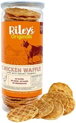 Riley's Waffles Chicken Chips For Dogs With Turmeric, USA Sourced Chicken Dog Treats - Limited Ingredient Healthy Treats, Dehydrated Jerky Dog Treats -Zoomie Shop 41REABIspcL. AC