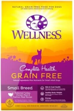 Wellness Complete Health Grain-Free Small Breed Dry Dog Food, Natural Ingredients, Made In USA With Real Turkey, For All Lifestages (Turkey, Chicken & Salmon, 4-Pound Bag) -Zoomie Shop 41Rox 8TeiL. AC
