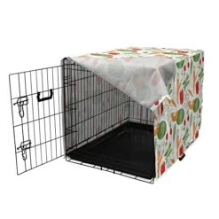 Ambesonne Vegetable Dog Crate Cover, Cartoon Design Food Pattern Carrot Pepper Soybean PumpkSlice Pease, Easy To Use Pet Kennel Cover For Small Dogs Puppies Kittens, 18 Inch, Burnt Sienna Fern Green 9 Ambesonne Vegetable Dog Crate Cover, Cartoon Design Food Pattern Carrot Pepper Soybean PumpkSlice Pease, Easy To Use Pet Kennel Cover For Small Dogs Puppies Kittens, 18 Inch, Burnt Sienna Fern Green -Zoomie Shop 41SreuhjlSL