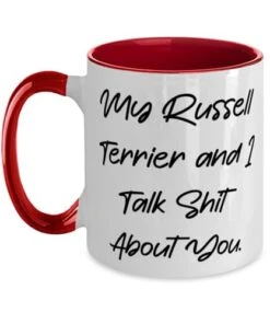 GENERIC Cute Russell Terrier Dog Gifts, My Russell Terrier And I Talk, Birthday Two Tone 11oz Mug For Russell Terrier Dog From Friends, Dog Toys, Dog Beds, Dog Food, Dog Bowls, Dog Collars, Dog Leashes
