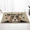 Bathroom Rugs Door Mat Welcome Cartoon Dog Sunglasses Love Paws Vintage Soft Plush Front Door Mat Non-Slip Washable Indoor Door Mats For Entryway, Highly Absorbent Rug For Tub Shower 18x30 Inch