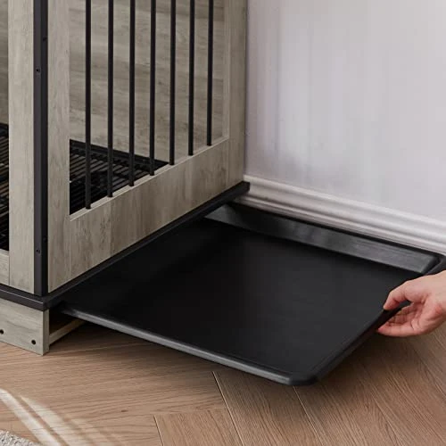 Furniture Dog Crate, Indoor Pet Crate End Tables, Decorative Wooden Kennels With Removable Trays (Grey) 6 Furniture Dog Crate, Indoor Pet Crate End Tables, Decorative Wooden Kennels With Removable Trays (Grey) - Image 6