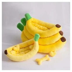 YangYan Lovely Banana Warm Kennel Cat House Cat Dog Lounger Bed Pet Small Dog Pet Bed Rabbit Hamster Nest Bed Pet House Dog Lounge (Color : Yellow, Size : 70cmX40cmX15cm)