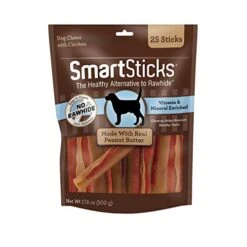 SmartBones SmartSticks, Treat Your Dog To A Rawhide-Free Chew Made With Real Meat And Vegetables 25 Count (Pack Of 1)