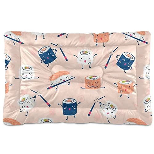 Cartoon Food Sushi Sashimi Dog Bed Mat Soft Crate Pad Washable Anti-Slip Mattress For 36 X 24 In Dogs And Cats Kennel Pad 1 Cartoon Food Sushi Sashimi Dog Bed Mat Soft Crate Pad Washable Anti-Slip Mattress For 36 X 24 In Dogs And Cats Kennel Pad