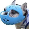 JYHY Short Snout Dog Muzzles,Soft Silicone Adjustable Breathable Bulldog Muzzle For Biting Chewing Barking Training,Ideal For Flat-Faced Dogs (Large/15-17" (Pack Of 1), Blue)