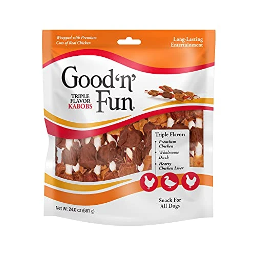 Good'N'Fun Triple Flavored Rawhide Kabobs For Dogs, 1.5 Pound (Pack Of 1) 1 Good'N'Fun Triple Flavored Rawhide Kabobs For Dogs, 1.5 Pound (Pack Of 1)