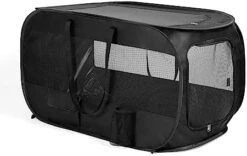 Love's Cabin 36in Portable Upgrade Large Dog Bed - Pop Up Dog Kennel, Indoor Outdoor Crate For Pets, Portable Car Seat Kennel, Cat Bed Collection, Black -Zoomie Shop 41VGKoze L. AC