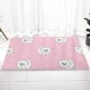 Bathroom Rugs Door Mat Cartoon Pets White Long Haired Dog Polka Dot Pink Te Xture Soft Plush Front Door Mat Non-Slip Washable Indoor Door Mats For Entryway, Highly Absorbent Rug For Tub 20"x31.5"