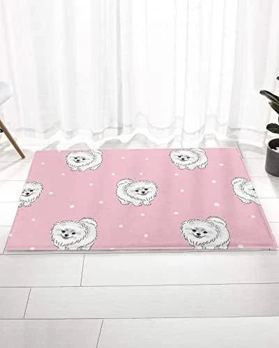 Bathroom Rugs Door Mat Cartoon Pets White Long Haired Dog Polka Dot Pink Te Xture Soft Plush Front Door Mat Non-Slip Washable Indoor Door Mats For Entryway, Highly Absorbent Rug For Tub 20"x31.5" 14 Bathroom Rugs Door Mat Cartoon Pets White Long Haired Dog Polka Dot Pink Te Xture Soft Plush Front Door Mat Non-Slip Washable Indoor Door Mats For Entryway, Highly Absorbent Rug For Tub 20"x31.5" - Image 14