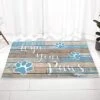 Bathroom Rugs Door Mat Farmhouse Wood Grain Dog Paw Wipe Your Paws Soft Plush Front Door Mat Non-Slip Washable Indoor Door Mats For Entryway, Highly Absorbent Rug For Tub Shower 16x24 Inch