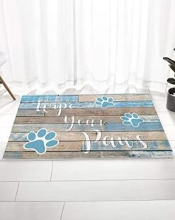 Bathroom Rugs Door Mat Farmhouse Wood Grain Dog Paw Wipe Your Paws Soft Plush Front Door Mat Non-Slip Washable Indoor Door Mats For Entryway, Highly Absorbent Rug For Tub Shower 16x24 Inch -Zoomie Shop 41VZC4xE1GL. AC 1