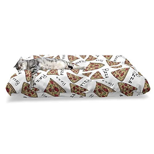 Ambesonne Pizza Pet Bed, Pattern In Hand Drawn Doodle Style Pizzeria Menu Fast Food Delicious Gourmet Eating, Chew Resistant Pad For Dogs And Cats Cushion With Removable Cover, 24" X 39", Multicolor 2 Ambesonne Pizza Pet Bed, Pattern In Hand Drawn Doodle Style Pizzeria Menu Fast Food Delicious Gourmet Eating, Chew Resistant Pad For Dogs And Cats Cushion With Removable Cover, 24" X 39", Multicolor - Image 2
