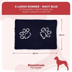 My Doggy Place Microfiber Dog Mat For Muddy Paws, 60" X 36" Navy Blue With Paw Print - Non-Slip, Absorbent And Quick-Drying Dog Paw Cleaning Mat, Washer And Dryer Safe - X-Large/Runner -Zoomie Shop 41VsBGvrvlL
