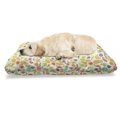 Ambesonne Vegetables Pet Bed, Cartoonish Repetitive Pattern With Vivid Healthy Organic Vegetarian Foods, Chew Resistant Pad For Dogs And Cats Cushion With Removable Cover, 24" X 39", Multicolor