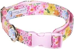 Steel Mill & Co Adjustable Dog Collar With Quick Release Buckle, Heavy Duty Canvas, Cute Floral Dog Collars For Medium And Large Dogs, Summer Garden -Zoomie Shop 41WExLflsjL. AC