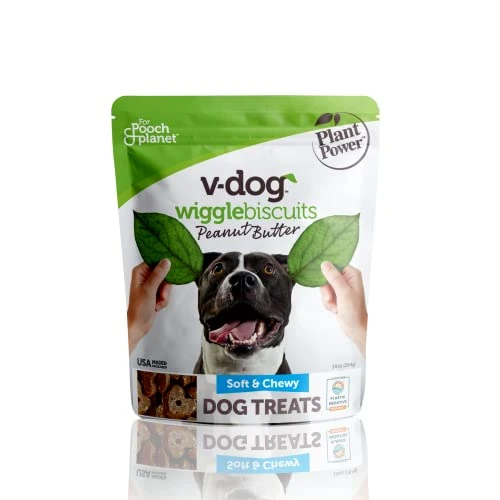 V-dog Soft And Chewy Vegan Wiggle Dog Biscuits - Dog Training Treats - Small, Medium And Large Breeds - Natural Peanut Butter Flavor Superfoods - 10 Ounce - All Natural - Made In The USA 1 V-dog Soft And Chewy Vegan Wiggle Dog Biscuits - Dog Training Treats - Small, Medium And Large Breeds - Natural Peanut Butter Flavor Superfoods - 10 Ounce - All Natural - Made In The USA