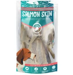 TickledPet Salmon Skin Treats For Dogs - Healthy & Natural, Packed With Omega-3s - Dental Chew For Clean Teeth & Happy Gums - Human Grade Quality Dog Food - 6oz