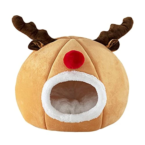 JENPECH Christmas Style Cat Bed House - Comfortable Christmas Reindeer Shape Dog Bed Cave Warm Sleeping Bag Sofa Cushion Nest For Small Puppies Kitten Camel S 1 JENPECH Christmas Style Cat Bed House - Comfortable Christmas Reindeer Shape Dog Bed Cave Warm Sleeping Bag Sofa Cushion Nest For Small Puppies Kitten Camel S