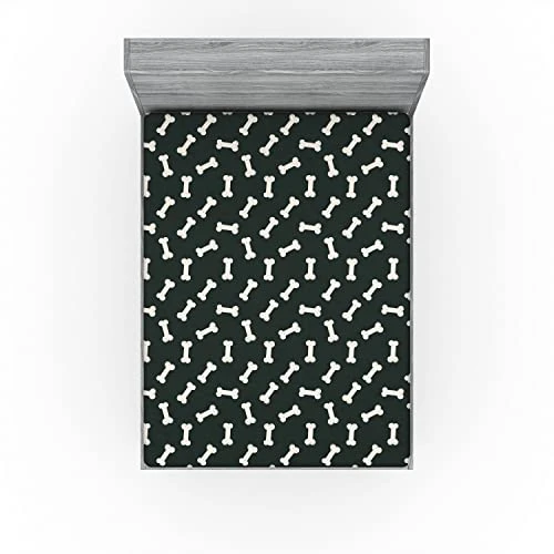 Lunarable Dog Bone Fitted Sheet Set, Simplistic Doodle Dog Food Bone Background Canine Animal Care Theme, Decorative Bedding All-Round Elastic Pocket 2 Pcs, Full Size, Ivory And Charcoal Grey 2 Lunarable Dog Bone Fitted Sheet Set, Simplistic Doodle Dog Food Bone Background Canine Animal Care Theme, Decorative Bedding All-Round Elastic Pocket 2 Pcs, Full Size, Ivory And Charcoal Grey - Image 2