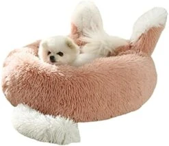 SHRADS Super Soft Pet Bed Kennel Dog Round Cat Winter Warm Sleeping Sofa Long Plush Cute Shape Puppy Cushion Mat Cat Supplies (Small,Leather Pink) -Zoomie Shop 41Yw6ofoaOL. AC 1