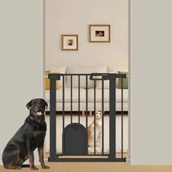 Narrow Baby Gate With Cat Door Walk Through - 24.5" To 29.5" Wide Small Pet Gate For Puppy Dog Doorway Stair - Pressure Mounted Safety Child Gate Stand 30 Inches Tall -Zoomie Shop 41YysLE3PIL. AC
