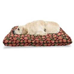 Ambesonne Strawberry Pet Bed, Tropical Fruit Pattern With Berries Summer Season Nature Food Themed Art, Chew Resistant Pad For Dogs And Cats Cushion With Removable Cover, 24" X 39", Multicolor