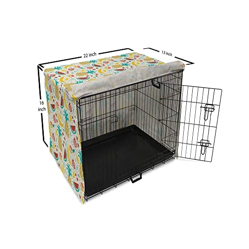 Ambesonne Food Dog Crate Cover, Fruits Banana Pomegranate Pineapple Watermelon Lemon Kitchen Cafe Abstract Graphic, Easy To Use Pet Kennel Cover For Small Dogs Puppies Kittens, 22 Inch, Yellow Red 5 Ambesonne Food Dog Crate Cover, Fruits Banana Pomegranate Pineapple Watermelon Lemon Kitchen Cafe Abstract Graphic, Easy To Use Pet Kennel Cover For Small Dogs Puppies Kittens, 22 Inch, Yellow Red - Image 5