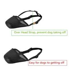 Dog Muzzle Mesh With Overhead Strap, No Lick Dog Mask Mouth Guard Muzzle For Dogs Prevent Biting Chewing (M, Black) -Zoomie Shop 41ZwikOwoOL