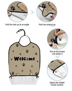 Funnywall88 Adult Bibs Cute Dog Pets Paws Waterproof Apron For Elderly, Women For Eating With Adjustable Strap Snap Closure - Washable With Optional Crumb Catcher, Reusable, Large -Zoomie Shop 41ZxHShu3sL