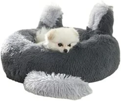 SHRADS Super Soft Pet Bed Kennel Dog Round Cat Winter Warm Sleeping Sofa Long Plush Cute Shape Puppy Cushion Mat Cat Supplies (Small,Leather Pink) -Zoomie Shop 41aDKEW480L. AC