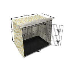 Ambesonne Exotic Dog Crate Cover, Hand Drawn Pineapples And Hearts Doodle Fresh Summer Food Illustration, Easy To Use Pet Kennel Cover For Small Dogs Puppies Kittens, 22 Inch, Yellow Sea Green Black -Zoomie Shop 41aKcMx2snL