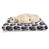 Ambesonne Farming Pet Bed, Funny Eggplants Smiling Cheerful Faces Organic Food Cook Theme Cartoon, Chew Resistant Pad For Dogs And Cats Cushion With Removable Cover, 24" X 39", Dark Purple And Green